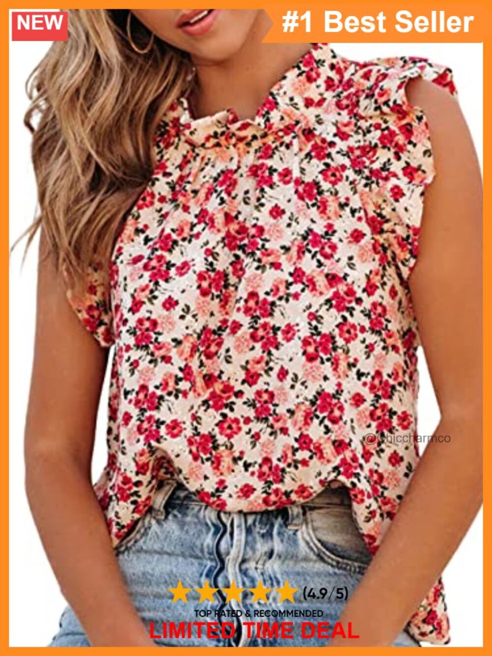Ruffle Trim Halter Tank Top Double Lined Chiffon Blouse